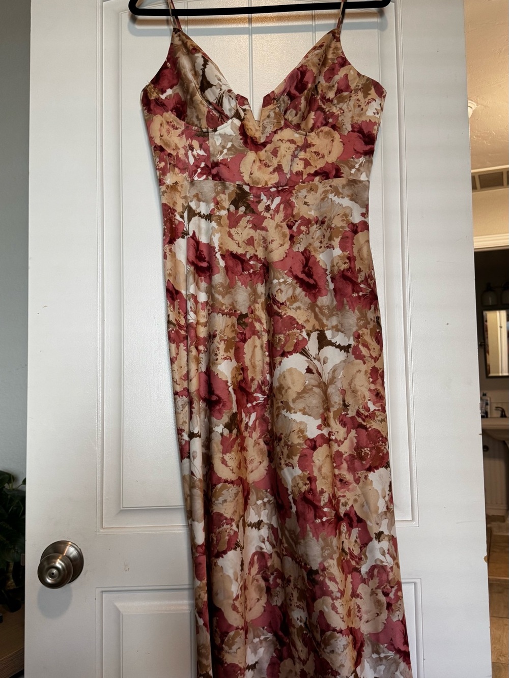 Satin Floral Midi Dress